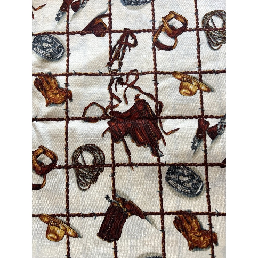 Vtg Alexander Henry Fabric Don't Fence Me In 2 Yd + 8" x 43" Western Saddle Rope